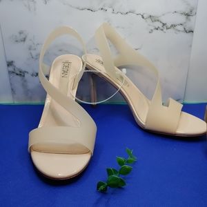 Nude clear open toe, open arch sling back